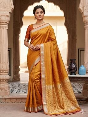 Women Pure Silk Katan Benarasi Saree Designer Handloom Party Festive